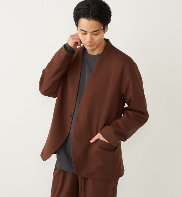 SHIPS Colors 「SHIPS Colors:〈手洗い可能〉TR ノーカラー ジャケット(セットアップ可能)◇」|ノーカラージャケット|ブラウン