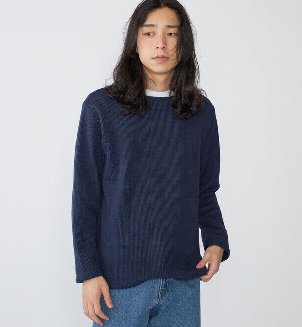 SHIPS「SHIPS: ローゲージ ピケ ボートネック カットソー」|Tシャツ・カットソー|ネイビー