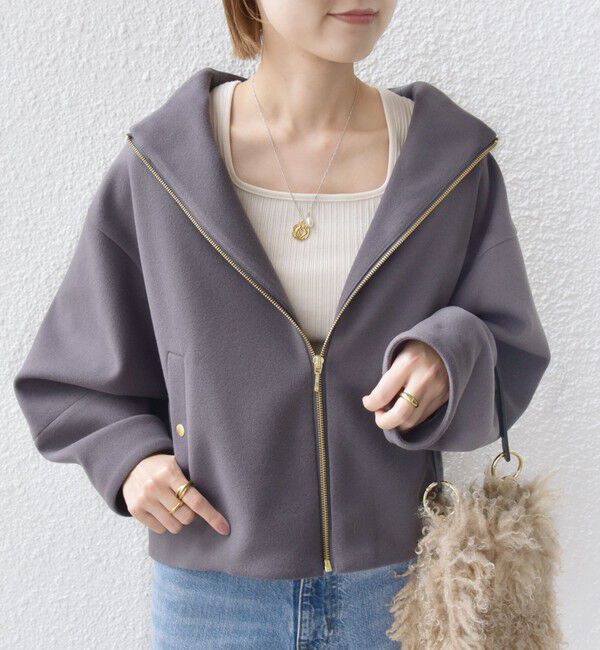 SHIPS for women「【WEB限定】〈手洗い可能〉 ウールライク ボトル ネック ジップ ブルゾン」|ブルゾン・スタジャン|