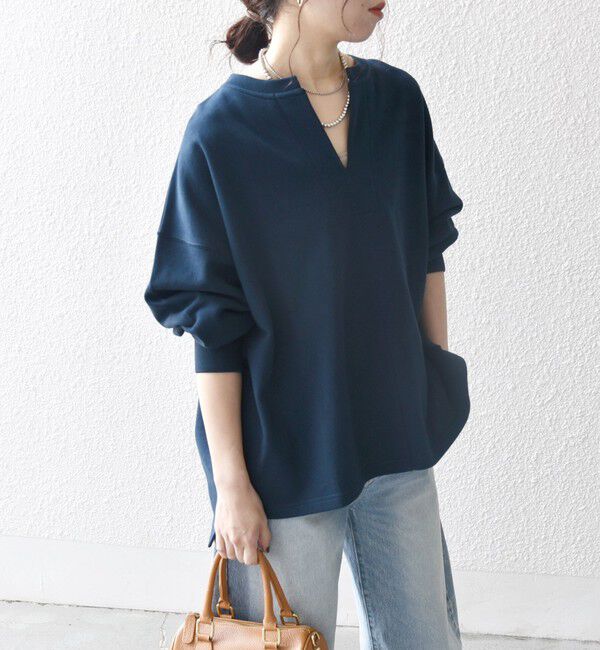 SHIPS any「《追加予約》【WEB限定】SHIPS any:〈洗濯機可能〉USAコットン 裏毛 スキッパー ルーズ スウェット」|スウェット・ジャージ|