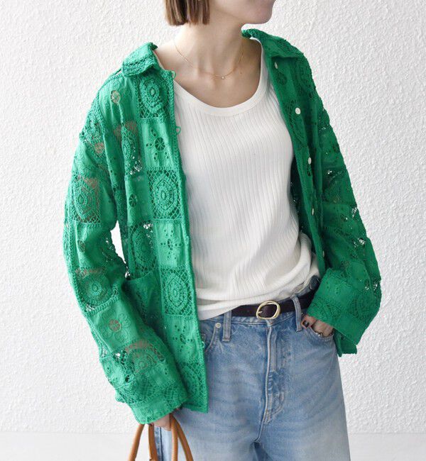 SHIPS any「SHIPS any:〈手洗い可能〉パッチワーク レース ジャケット シャツ」|その他|