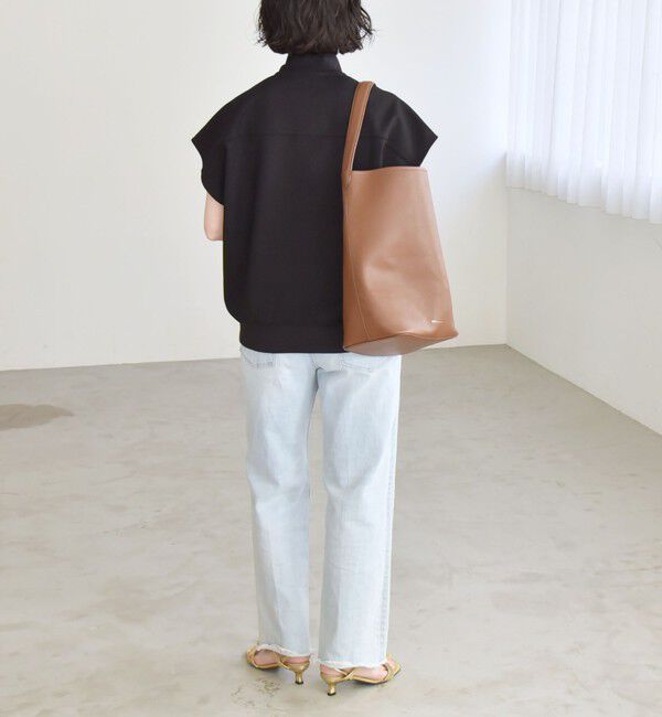 quaranciel「quaranciel:〈洗濯機可能〉ライト ポンチ ハーフジップ フレンチスリーブ TEE」|Tシャツ・カットソー|