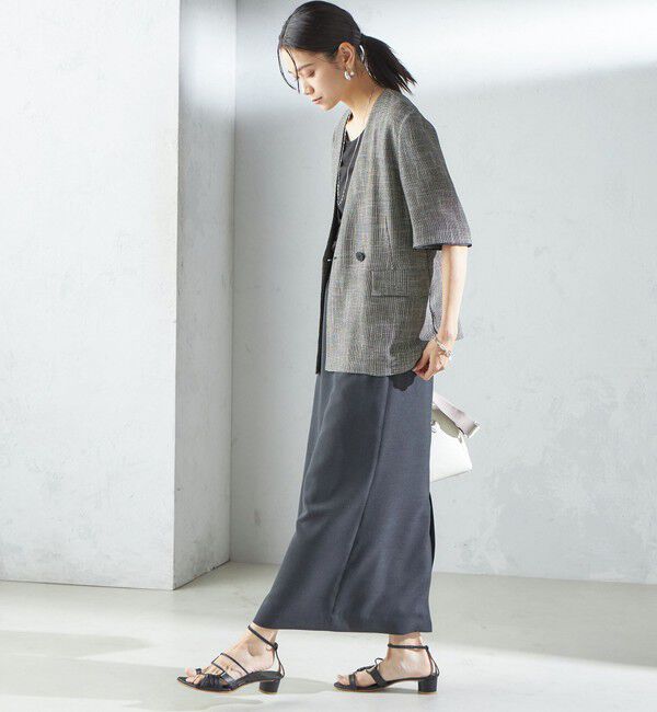 SHIPS for women「〈手洗い可能〉カラミ ノーラペル 半袖 ジャケット」|ノーカラージャケット|