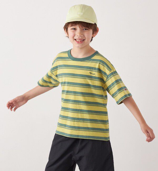 SHIPS any「FRUIT OF THE LOOM: 刺繍 ロゴ カラー ボーダー Tシャツ<KIDS>」|Tシャツ・カットソー|