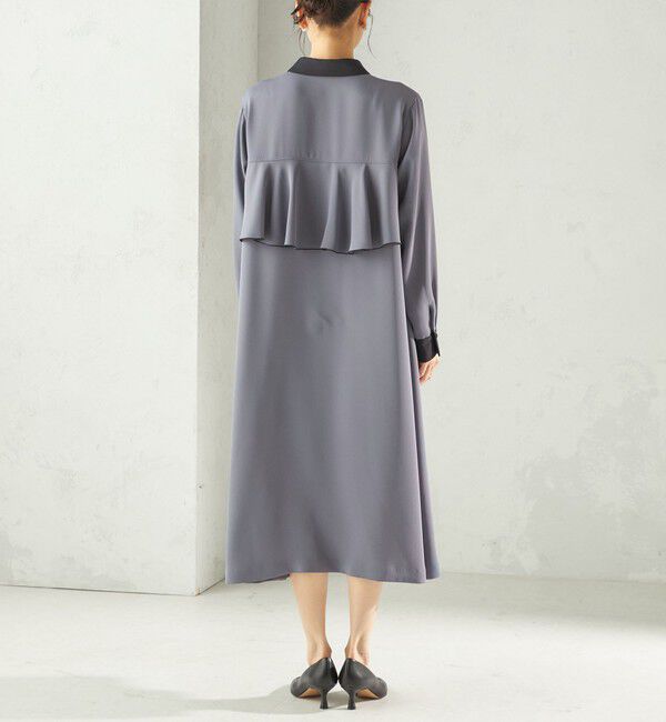 SHIPS for women「〈洗濯機可能〉ライト ダブルクロス バックフリル Aライン ワンピース（セレモニー対応可）」|ワンピース|