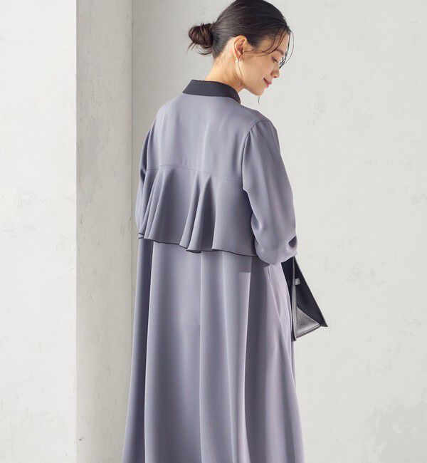 SHIPS for women「〈洗濯機可能〉ライト ダブルクロス バックフリル Aライン ワンピース（セレモニー対応可）」|ワンピース|