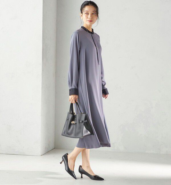 SHIPS for women「〈洗濯機可能〉ライト ダブルクロス バックフリル Aライン ワンピース（セレモニー対応可）」|ワンピース|