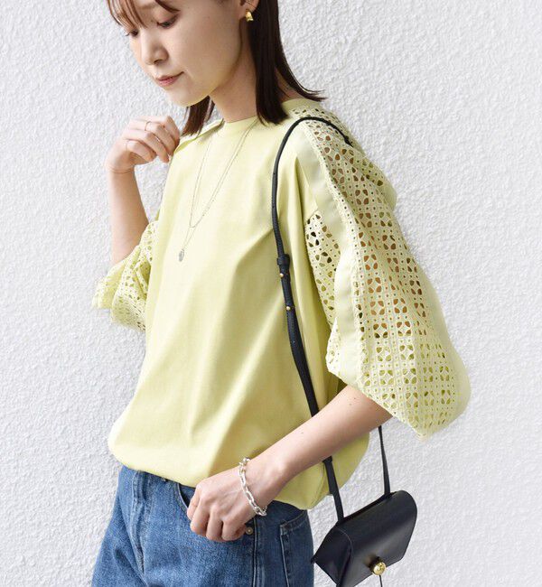 SHIPS for women「《予約》【WEB限定】〈手洗い可能〉レース コンビ カットソー」|Tシャツ・カットソー|