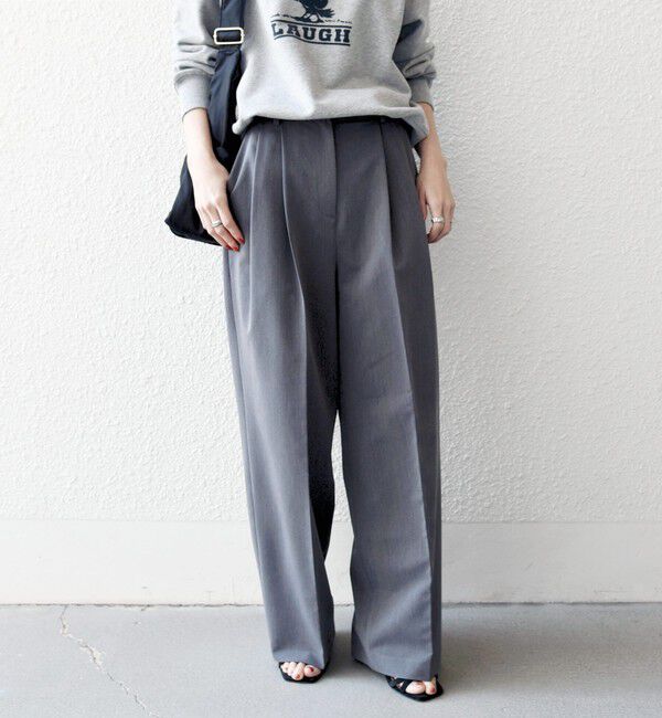 SHIPS any「《予約》SHIPS any:〈手洗い可能〉2タック ワイド パンツ」|スラックス|