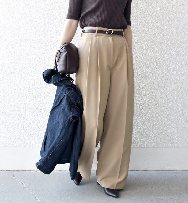 SHIPS any「《予約》SHIPS any:〈手洗い可能〉2タック ワイド パンツ」|スラックス|