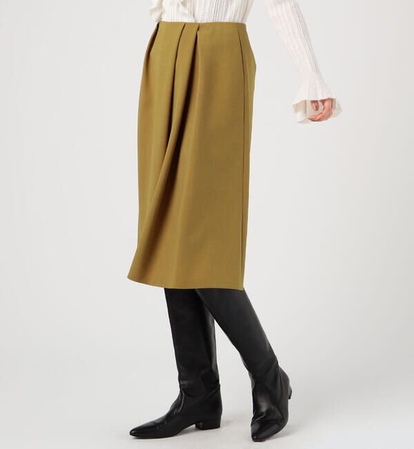 Ballsey「ポリエステルウールツイル アシンメトリータックスカート」|フレア|