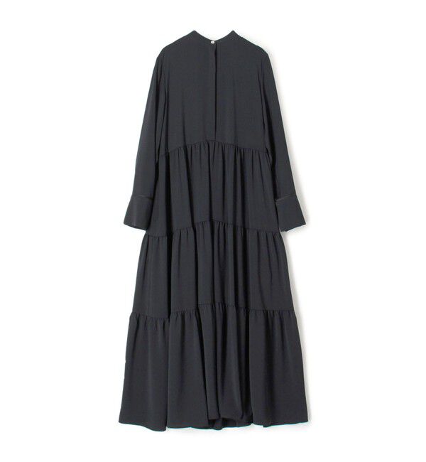 ボールジィ　パウダリーサテン　ティアードロングワンピース　ネイビー　フレア パウダリーサテン ティアードロングワンピース（Ballsey）｜ルミネの