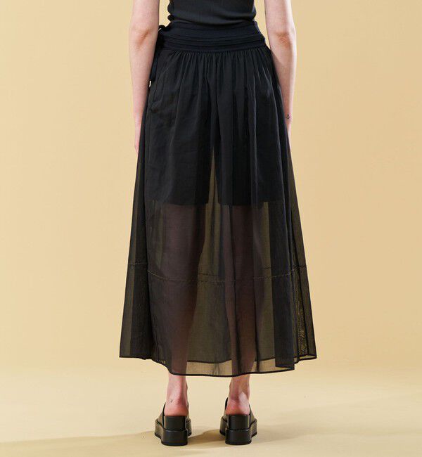 DES PRES「コットンオーガンジー 2-wayギャザースカート」|フレア|