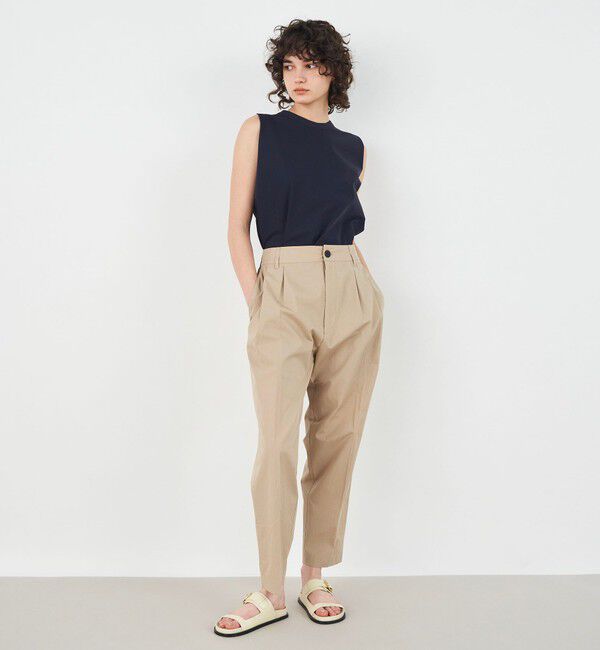 DES PRES「コットンストレッチポプリン ノースリーブブラウス」|シャツ・ブラウス|