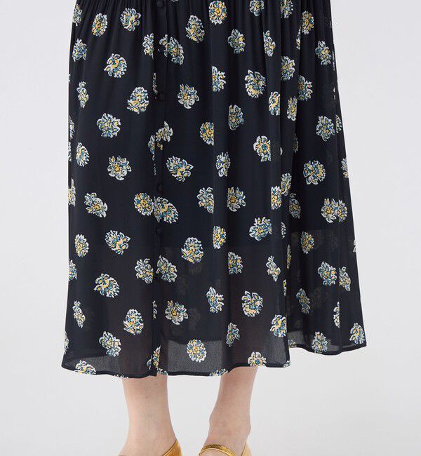 SOULEIADO「ポリエステルプリント プリーツマキシスカート」|スカート|