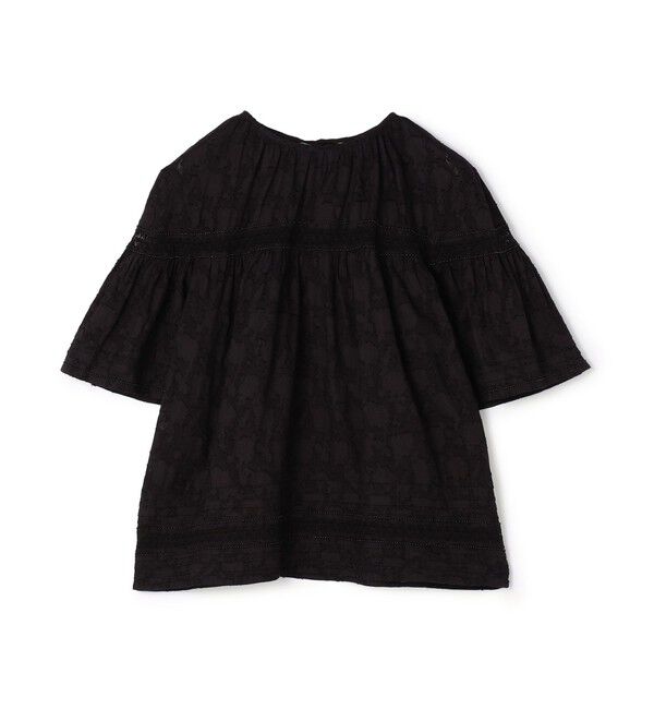 SOULEIADO「コットンカットジャカード Tブラウス」|シャツ・ブラウス|19 ブラック