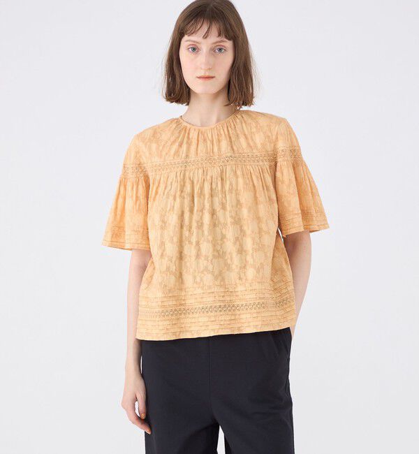 SOULEIADO「コットンカットジャカード Tブラウス」|シャツ・ブラウス|