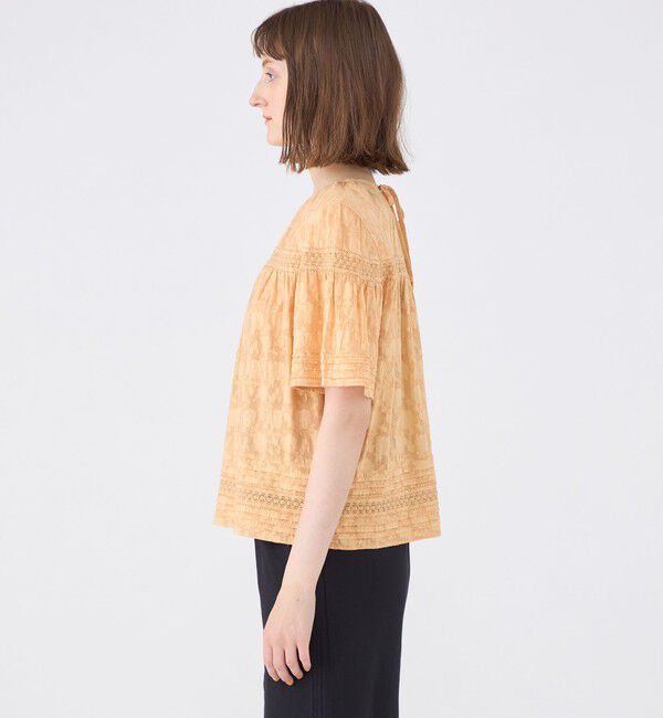 SOULEIADO「コットンカットジャカード Tブラウス」|シャツ・ブラウス|