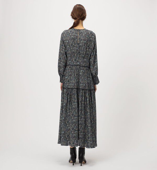 SOULEIADO「ポリエステルジョーゼットプリント ティアードワンピース」|ワンピース|
