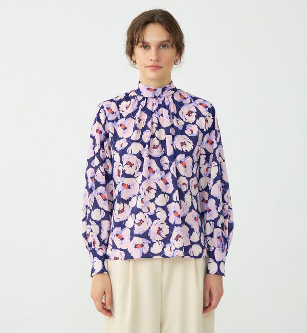 Ballsey「フェザリーフラワープリント ボウタイブラウス」|シャツ・ブラウス|