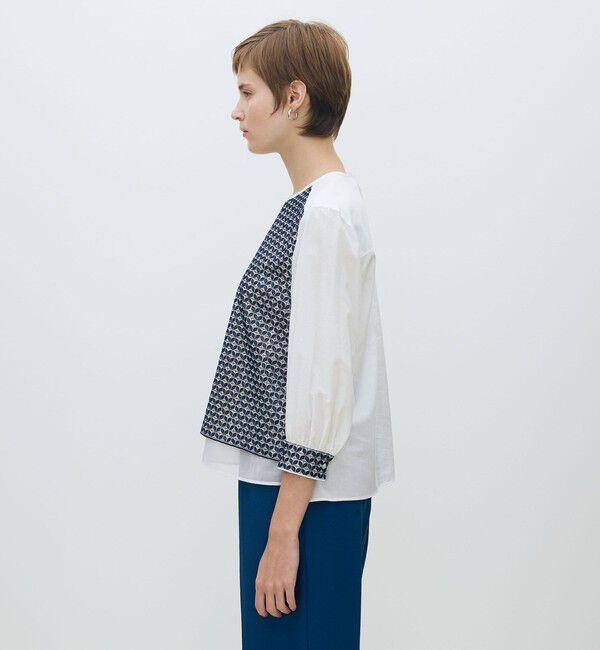 TOMORROWLAND collection「リーフエンブロイダリー コンビプルオーバーブラウス」|シャツ・ブラウス|