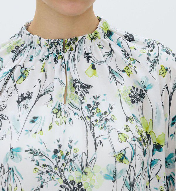 TOMORROWLAND collection「オーキッドフラワープリント ネックギャザーブラウス」|シャツ・ブラウス|