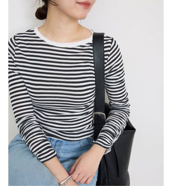 SLOBE IENA「《追加》フライスガーゼシャーリングロンTEE」|Tシャツ・カットソー|ブラック