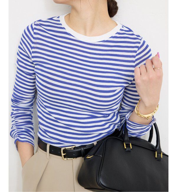 SLOBE IENA「《追加》フライスガーゼシャーリングロンTEE」|Tシャツ・カットソー|ブルー A