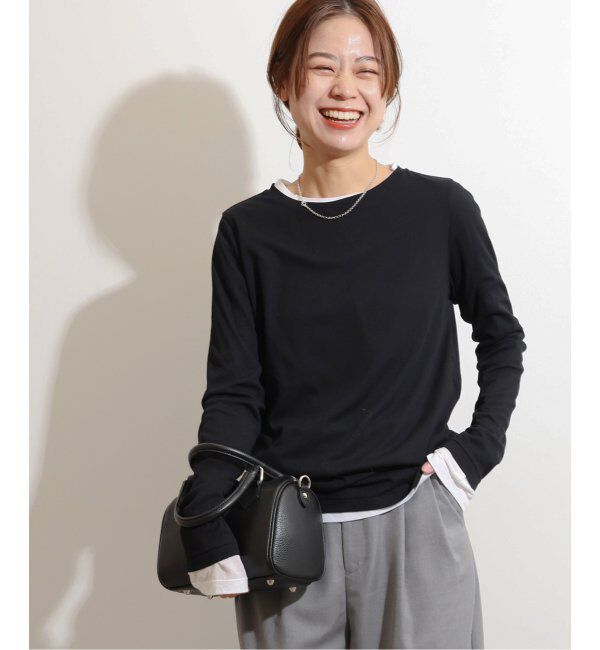 JOURNAL STANDARD relume「《追加4》ソフトテレコクルーネックロングTEE」|Tシャツ・カットソー|ブラック