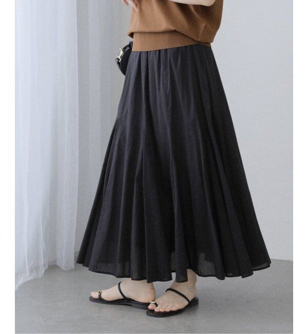  「《追加》【洗える】コットンローンマチフレアスカート」|スカート|ブラック A