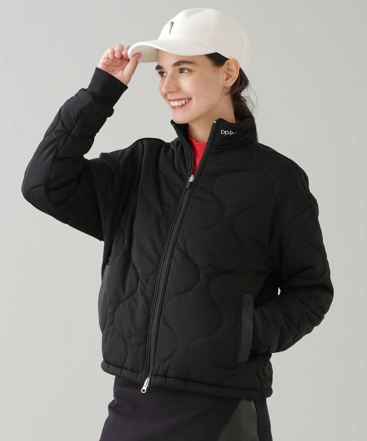 nano･universe「ZIP UP スタンドキルトブルゾン/オーバーサイズ」|ブルゾン・スタジャン|ブラック