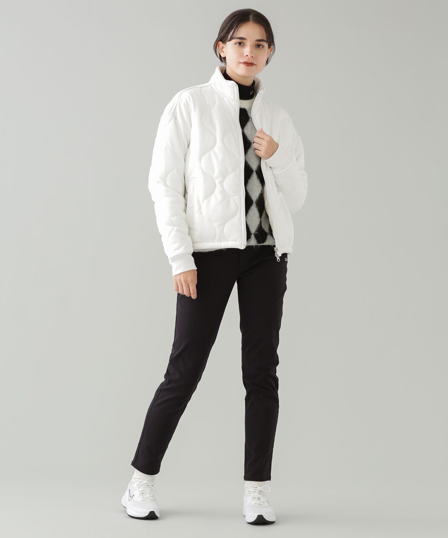 nano･universe「ZIP UP スタンドキルトブルゾン/オーバーサイズ」|ブルゾン・スタジャン|