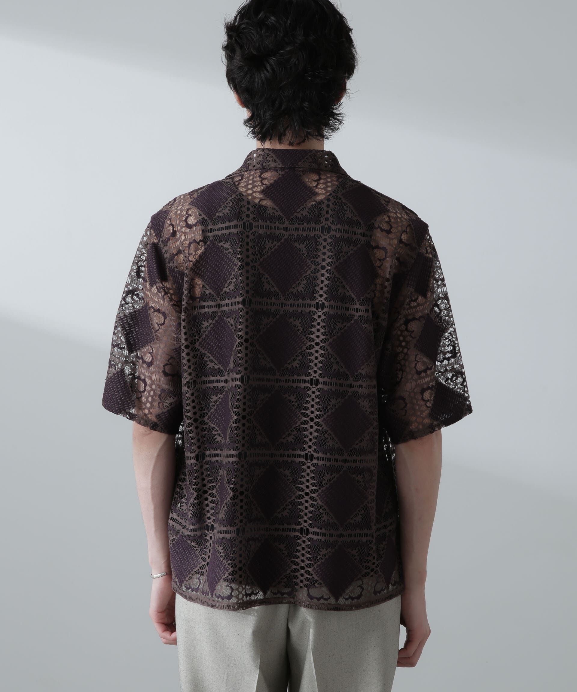 nano･universe「カットブローシェレースオープンカラーシャツ」|シャツ・ブラウス|