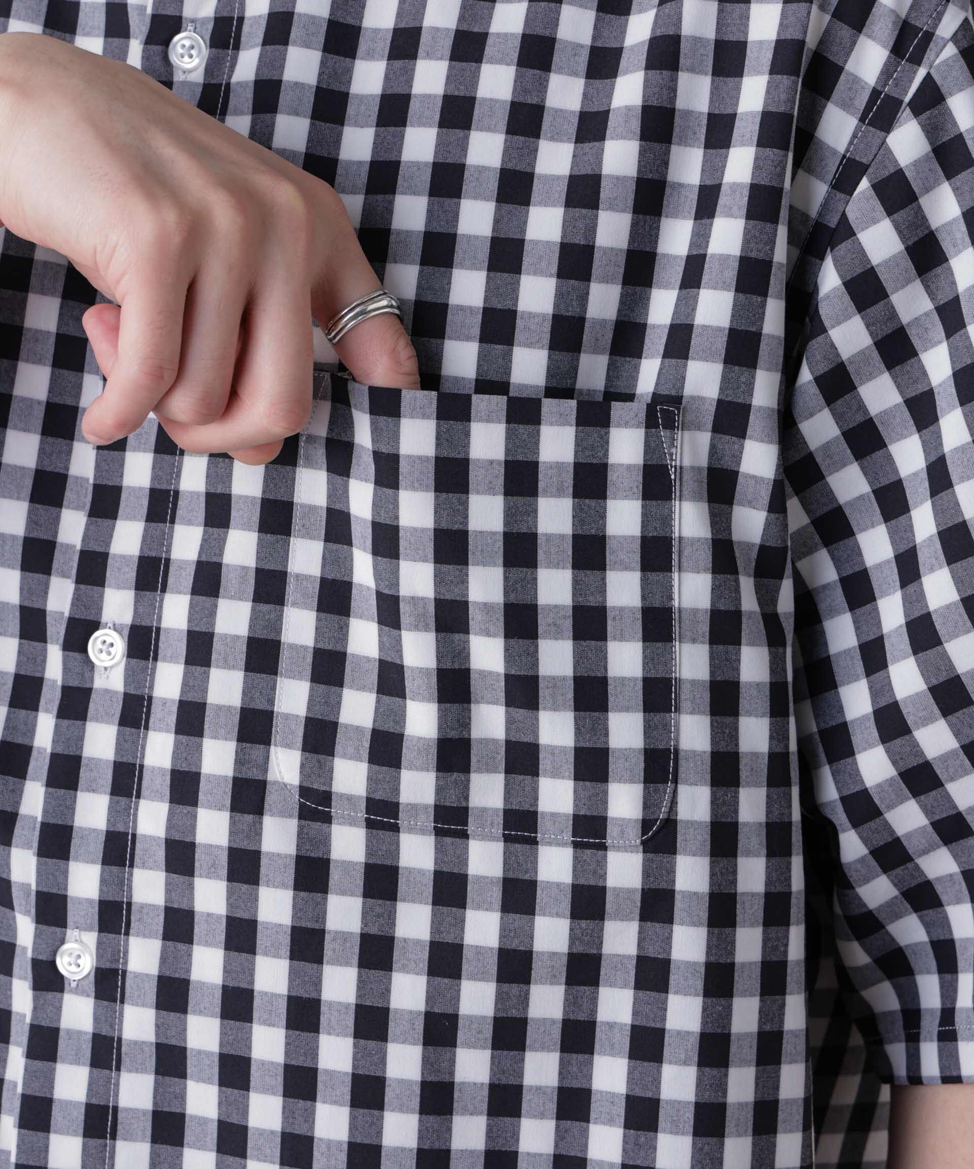 nano･universe「リラックスギンガムシャツ 半袖」|シャツ・ブラウス|