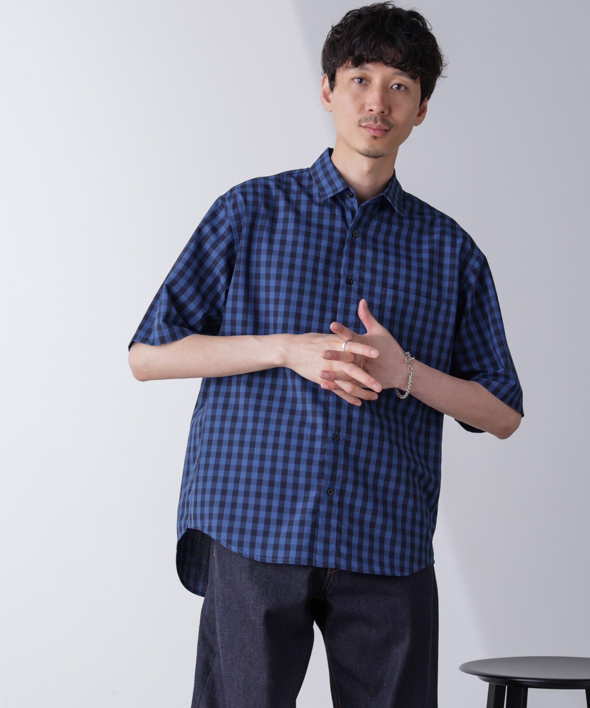 nano･universe「リラックスギンガムシャツ 半袖」|シャツ・ブラウス|