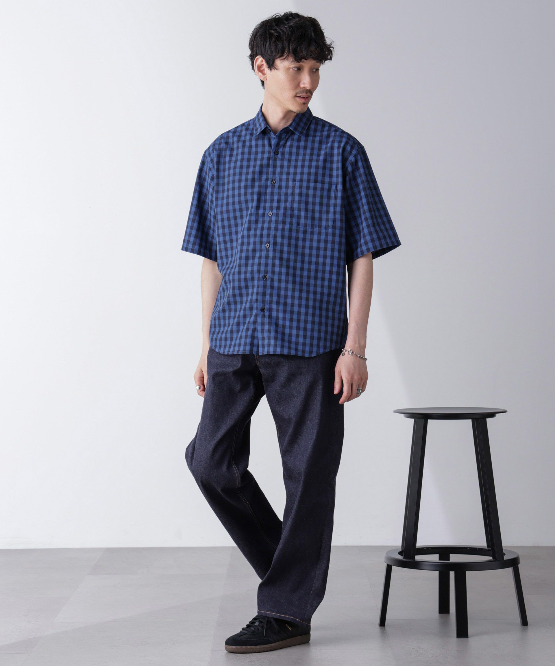 nano･universe「リラックスギンガムシャツ 半袖」|シャツ・ブラウス|