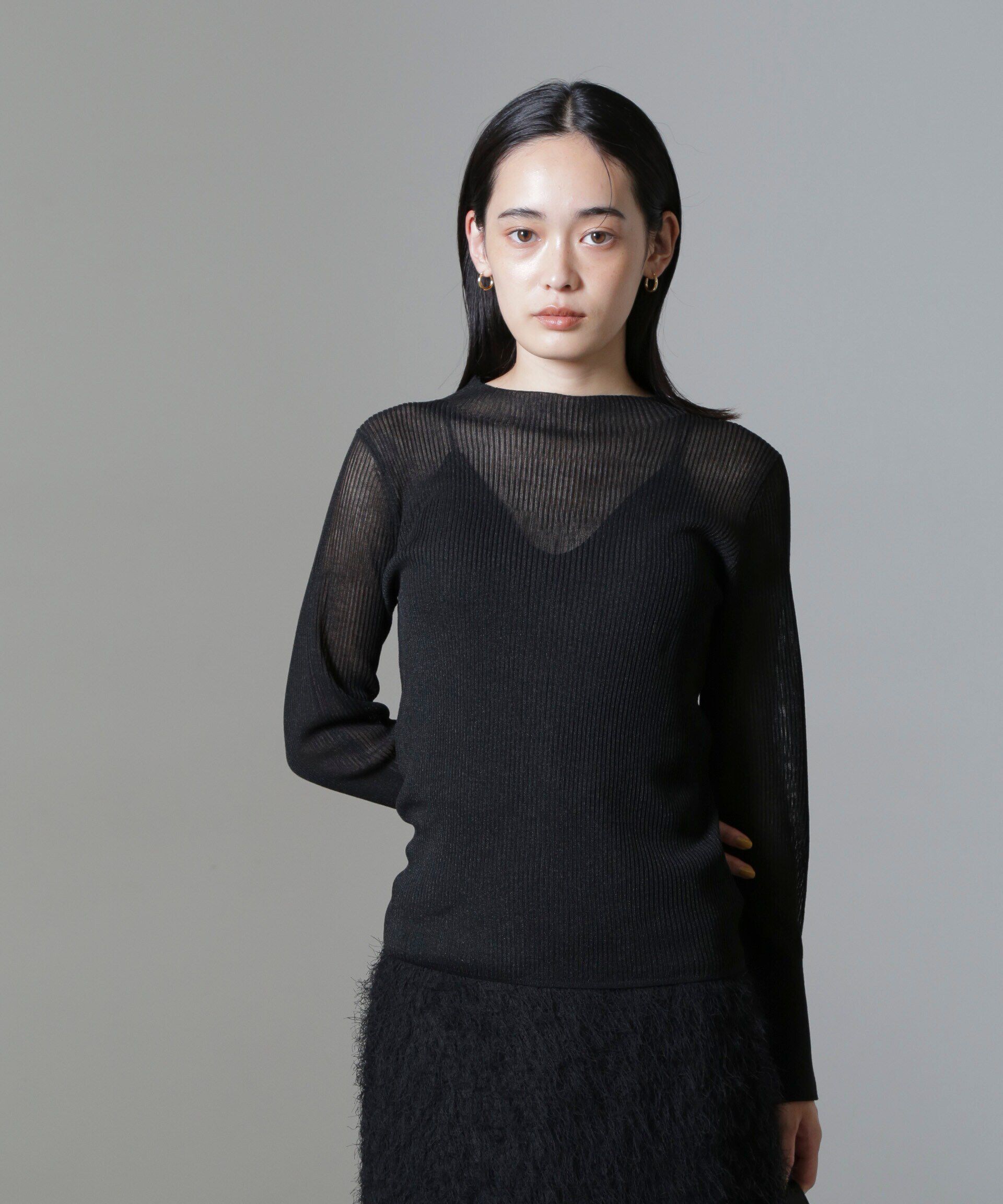 nano･universe「シアーブライトリブニットプルオーバー」|ニット・セーター|