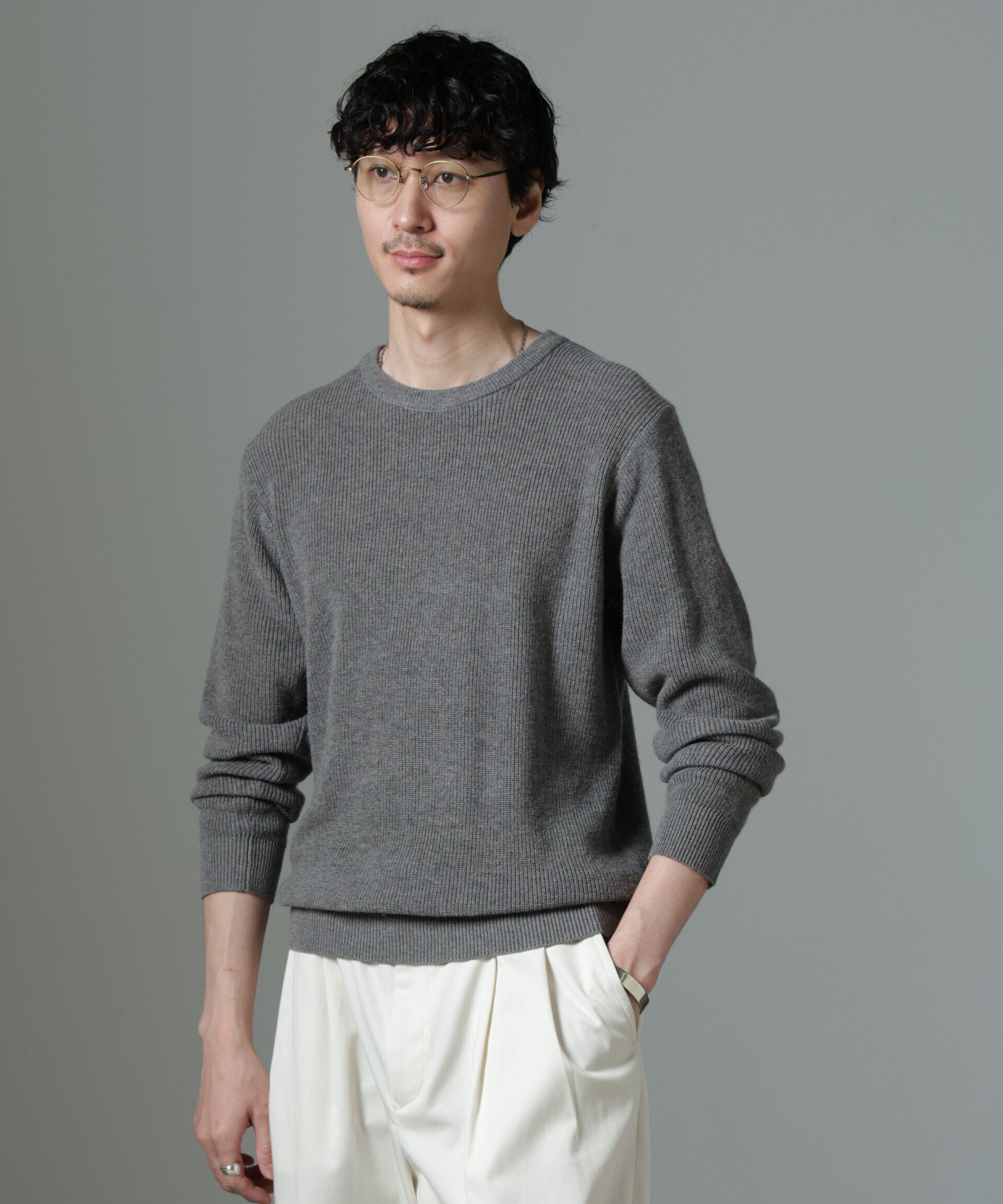 nano･universe「アンゴラミックス畔ニット」|ニット・セーター|グレー