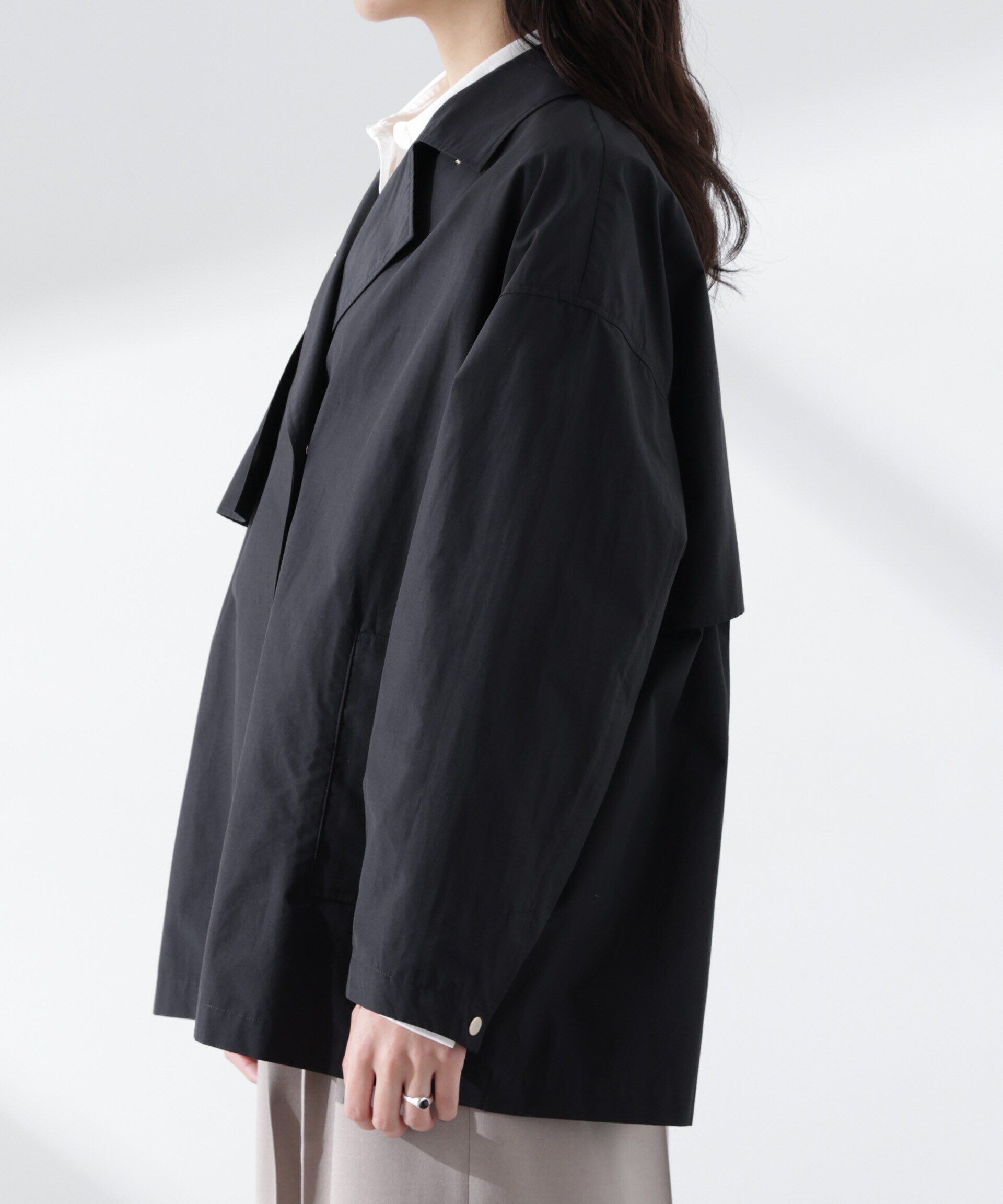 nano･universe「ミドル丈ワイドラフトレンチ」|その他|