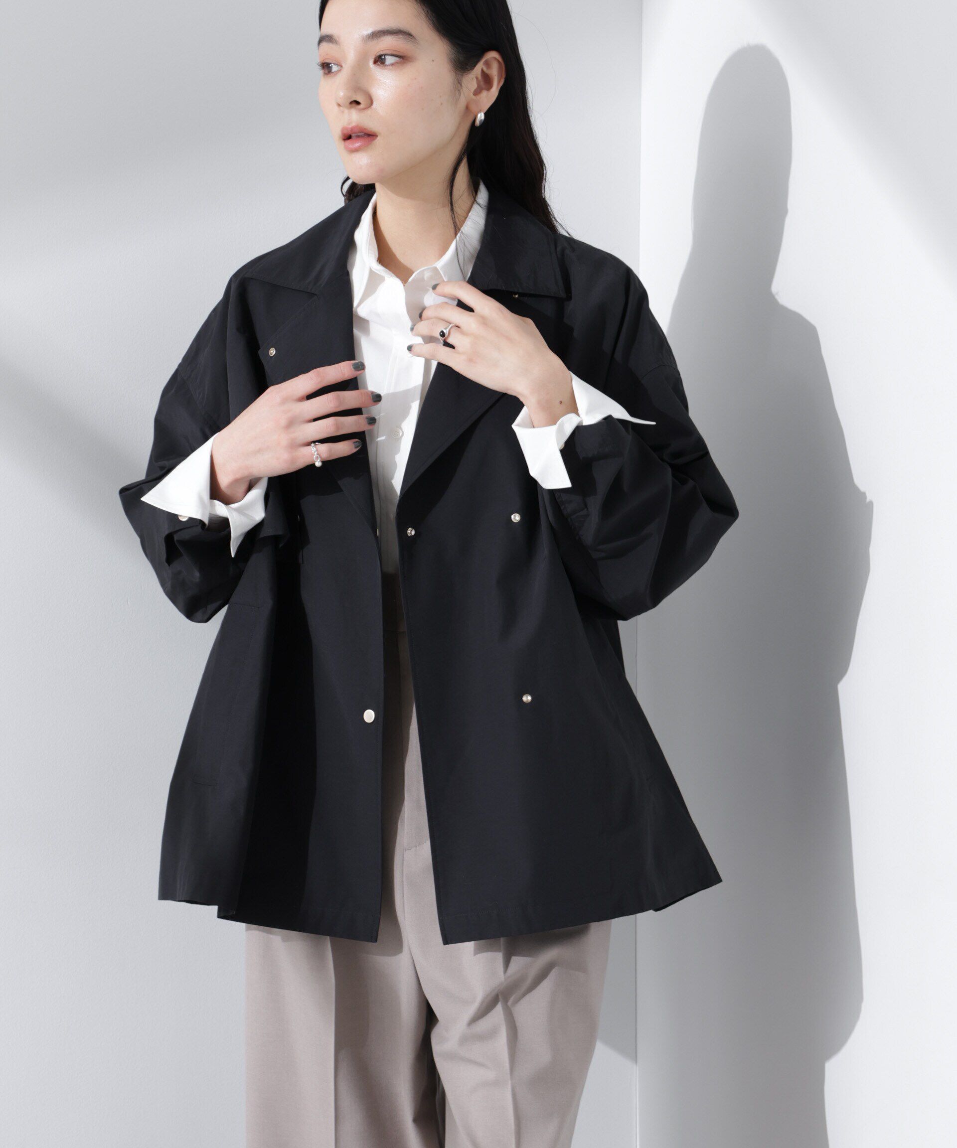 nano･universe「ミドル丈ワイドラフトレンチ」|その他|