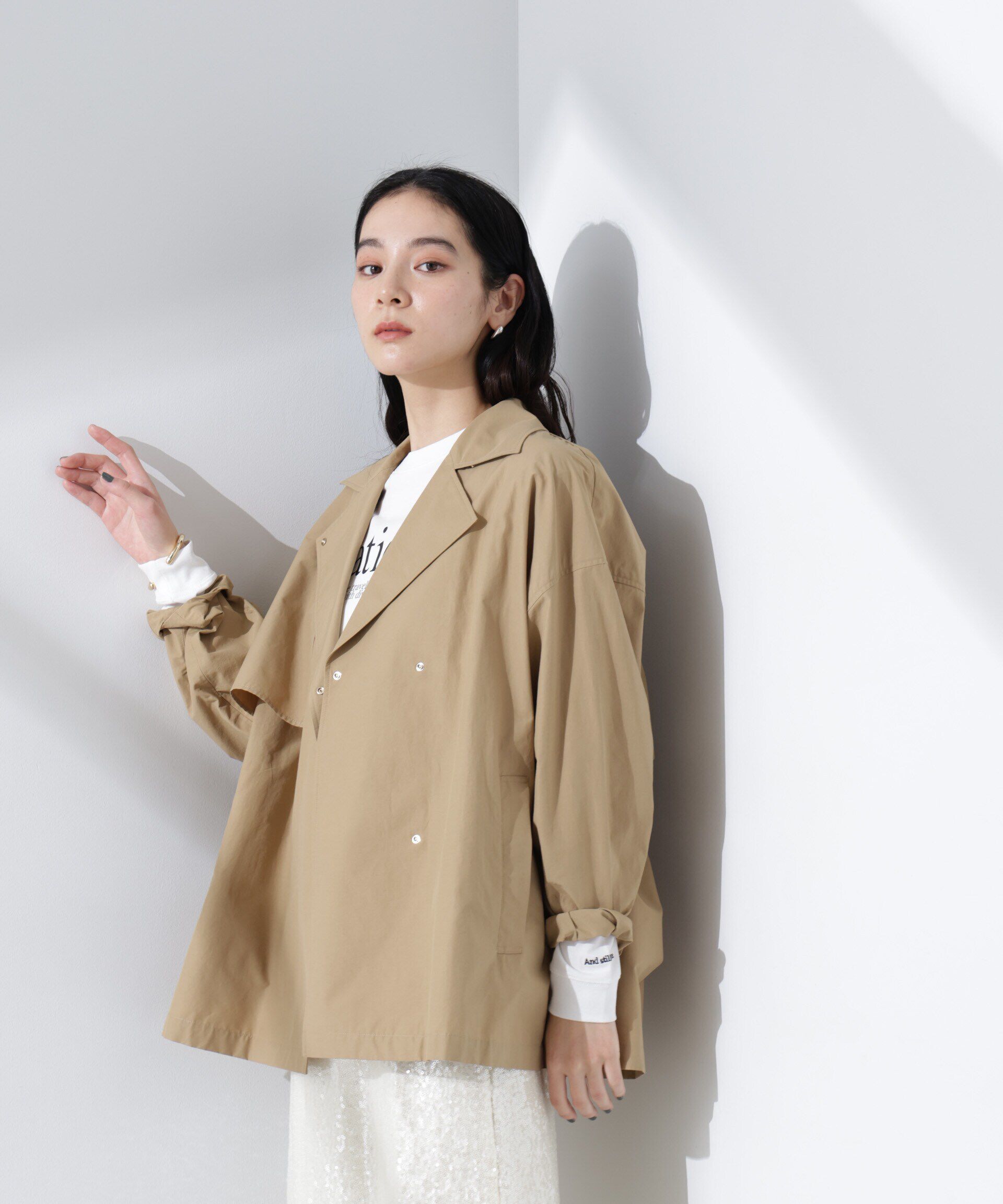 nano･universe「ミドル丈ワイドラフトレンチ」|その他|