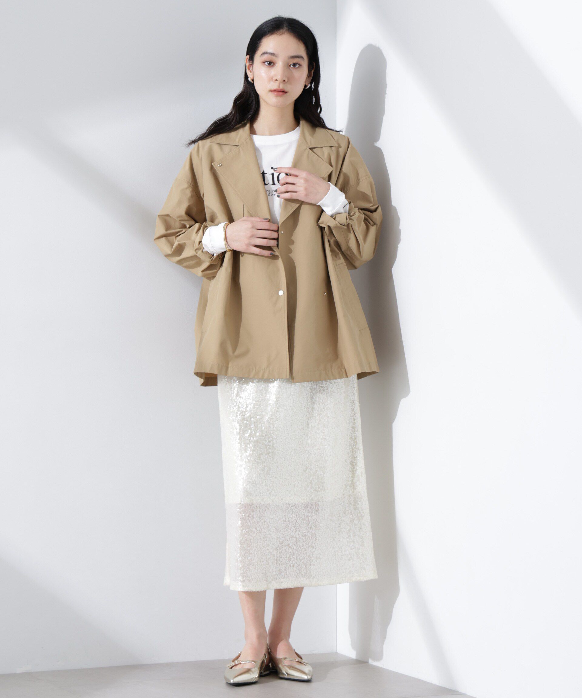 nano･universe「ミドル丈ワイドラフトレンチ」|その他|