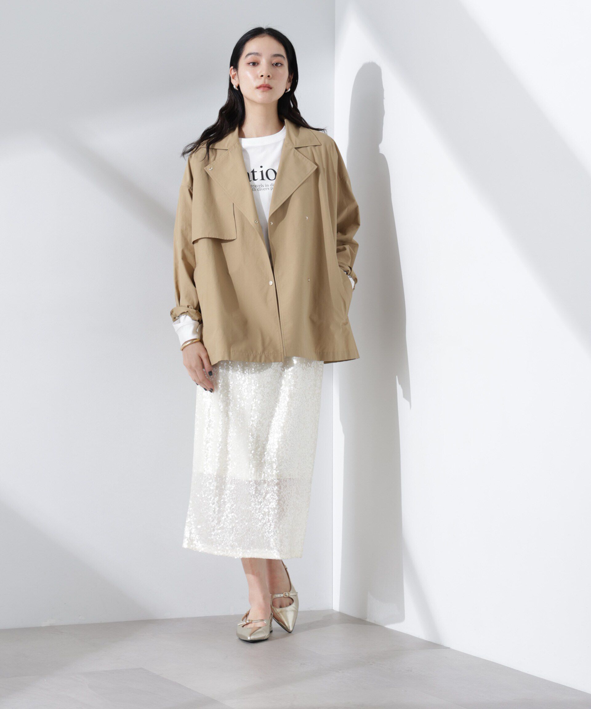 nano･universe「ミドル丈ワイドラフトレンチ」|その他|