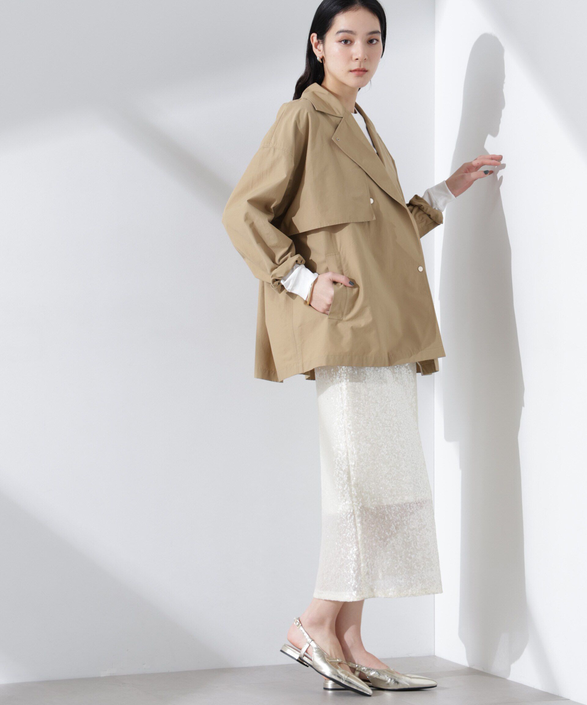 nano･universe「ミドル丈ワイドラフトレンチ」|その他|