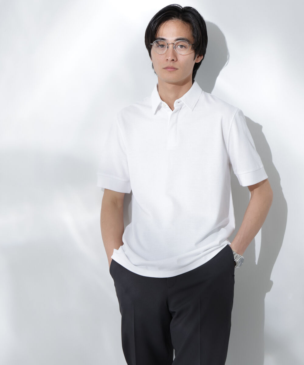 nano･universe「Anti Soaked(R)  汗染み防止 比翼ポロシャツ」|Tシャツ・カットソー|ホワイト
