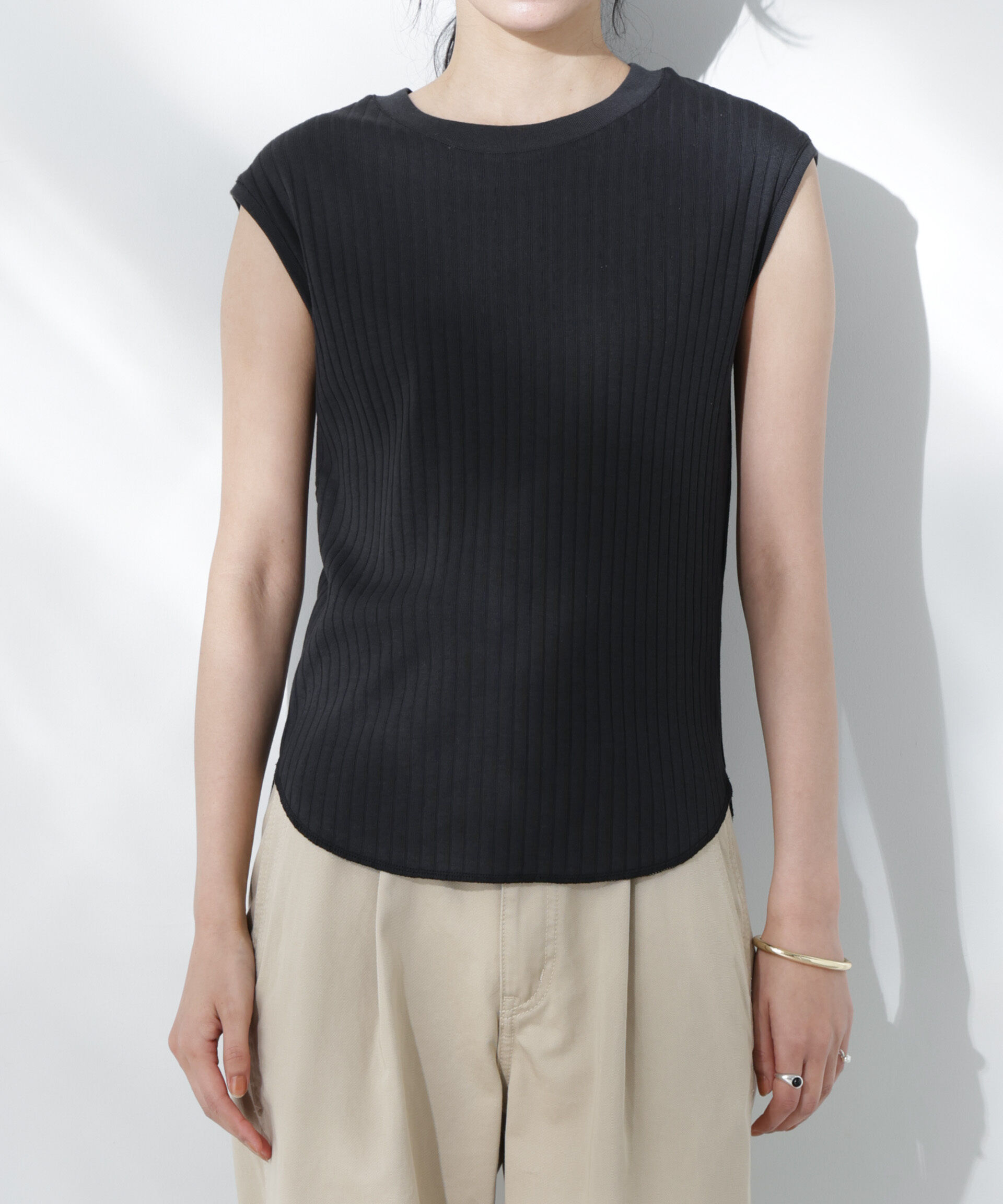 nano･universe「Anti Soaked(R) 汗染み防止リブノースリーブTシャツ（セットアップ可）」|Tシャツ・カットソー|