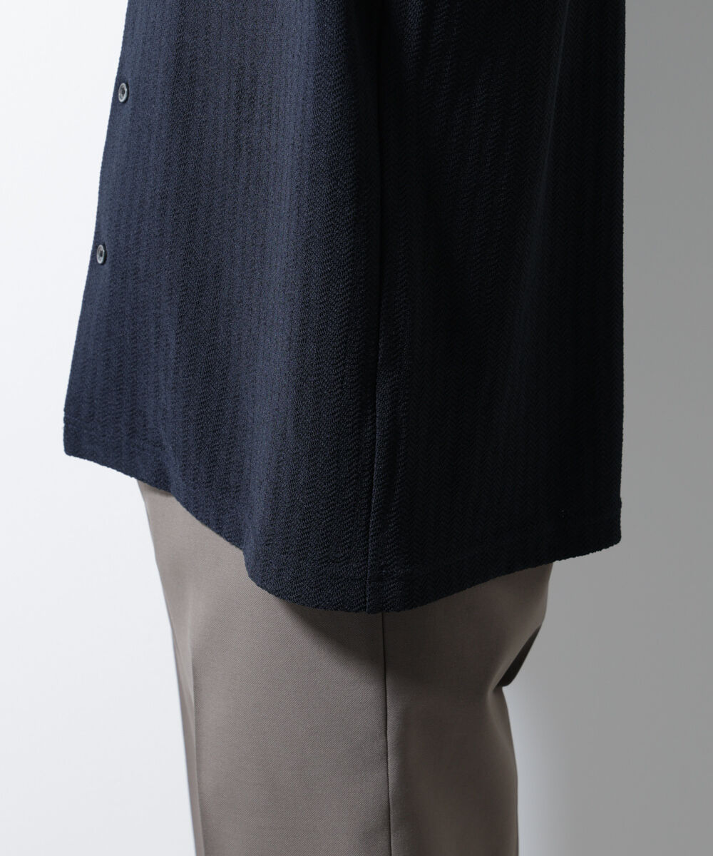 nano･universe「「Damerino」 ヘリンボン オープンカラーシャツ 半袖」|Tシャツ・カットソー|