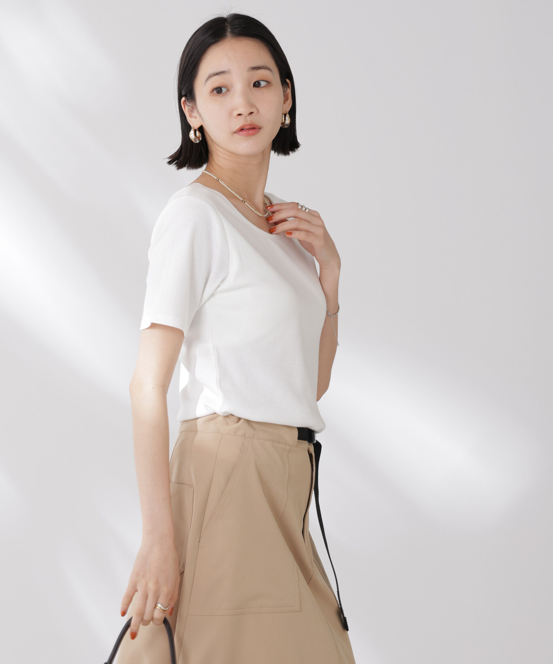 nano･universe「抗菌防臭・接触冷感機能 カップ付きクルーネックトップス」|Tシャツ・カットソー|