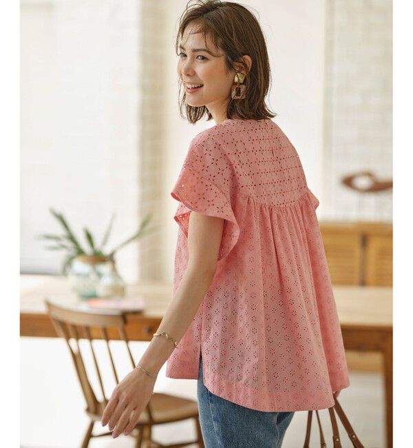 組曲「【洗える】エンブロイダリーレース チュニックブラウス」|シャツ・ブラウス|ピンク系