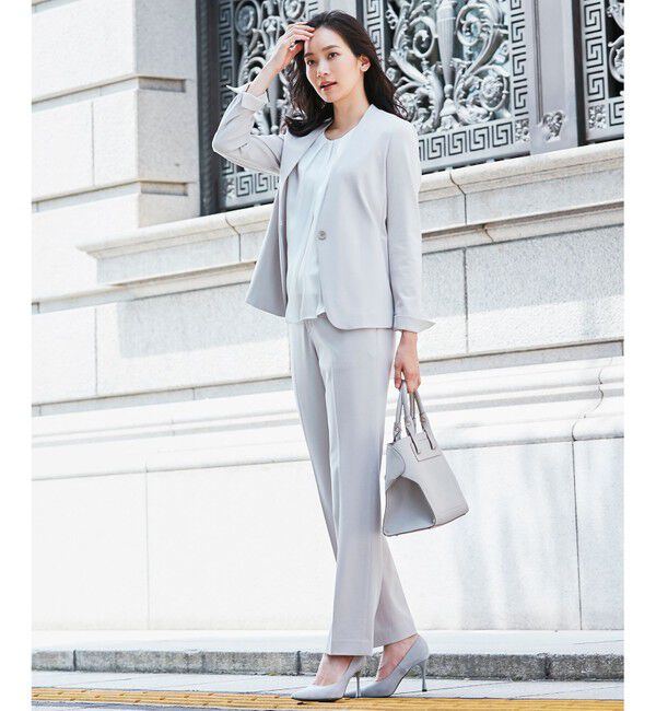 自由区「【Sサイズ有】360&deg;FREE ウォッシャブルノーカラー ジャケット」|ノーカラージャケット|